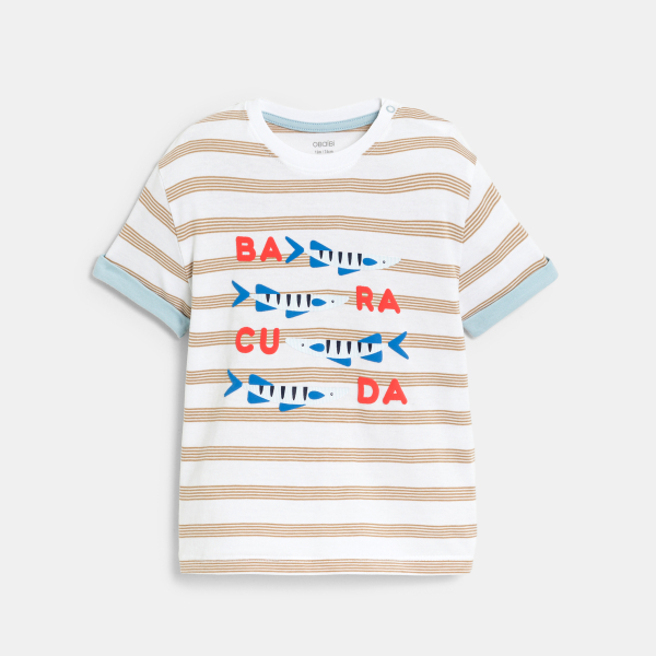 T-shirt rayé blanc bébé garçon T-shirt rayé blanc bébé garçon