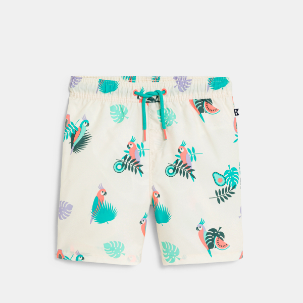 Short de bain imprimé oiseau blanc Garçon Short de bain imprimé oiseau blanc Garçon