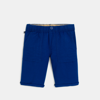 Boy's blue linen blend elegant Bermuda shorts