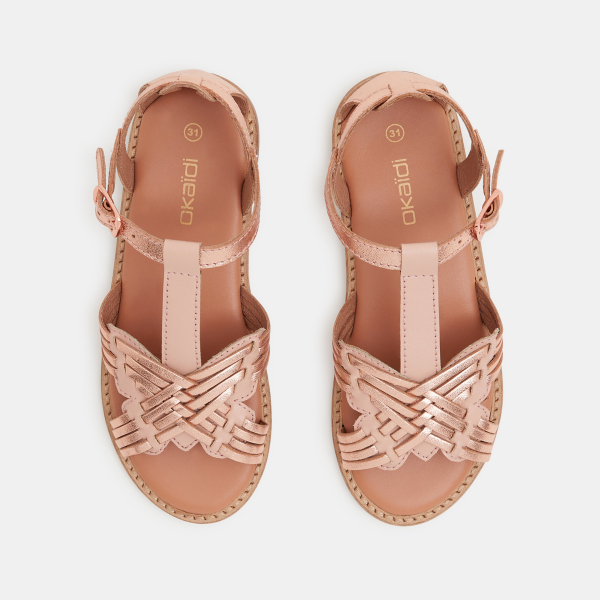 Girl's pink sparkly leather butterfly sandals Girl's pink sparkly leather butterfly sandals