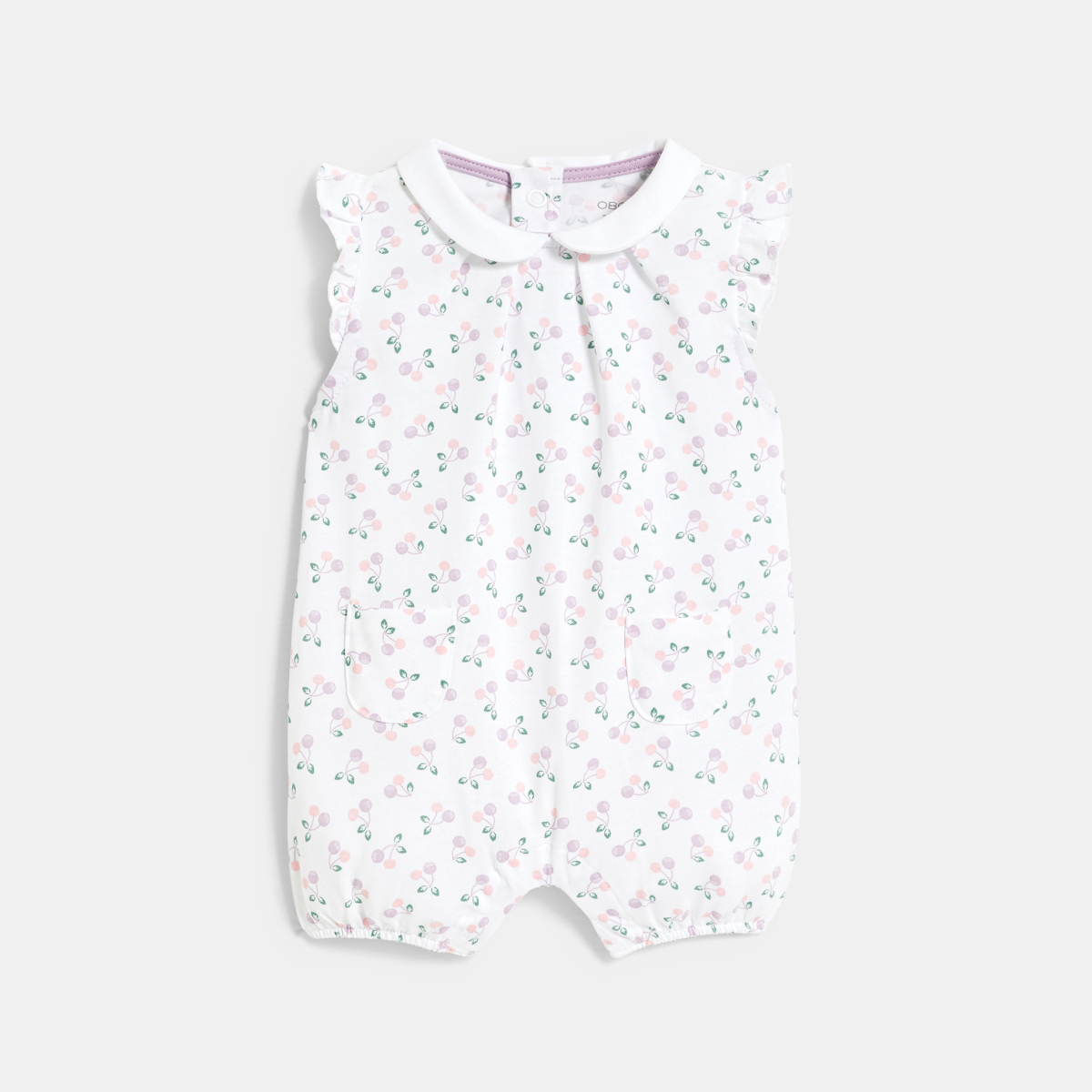 Combi courte fleurie blanc bébé fille Combi courte fleurie blanc bébé fille