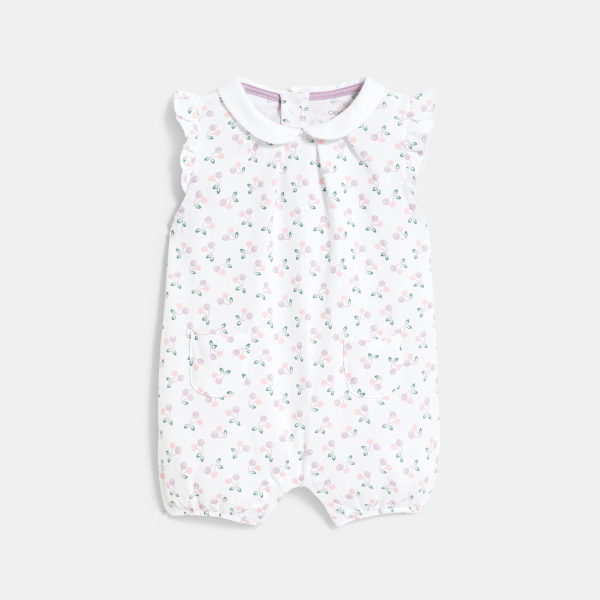 Combi courte fleurie blanc bébé fille Combi courte fleurie blanc bébé fille