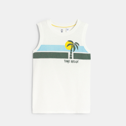 Boy's white slogan vest top