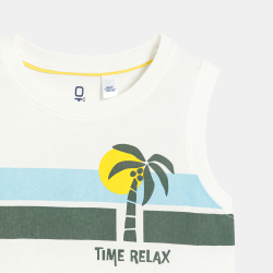 Boy's white slogan vest top