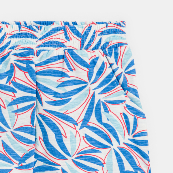 Short en jersey imprimé bleu Fille Short en jersey imprimé bleu Fille