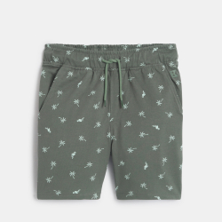 Boy's khaki printed shorts in jersey