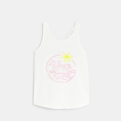 Girl's white sequin motif vest top