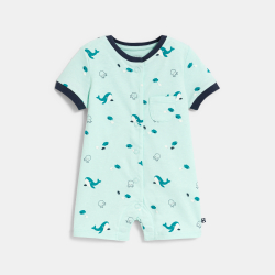 Baby boy's blue fish romper suit