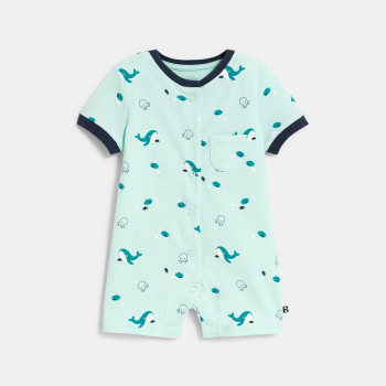Baby boy's blue fish romper suit