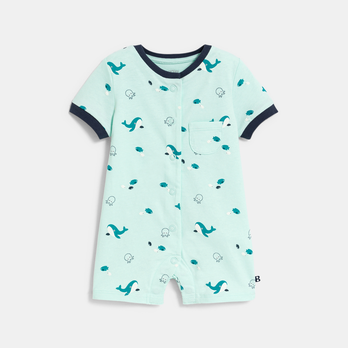 Combi courte poissons bleu bébé garçon Combi courte poissons bleu bébé garçon