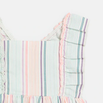 Robe à bretelles rayée multicolore bébé fille