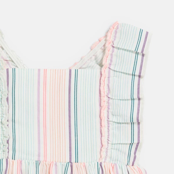 Robe à bretelles rayée multicolore bébé fille
