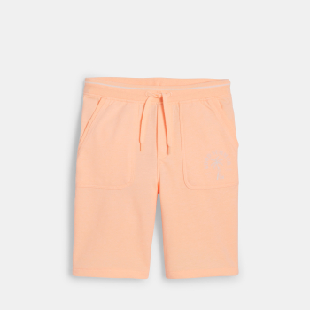 Boy's pastel orange fleece Bermuda shorts