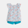 Blouse fleurie et short bleu bébé fille Blouse fleurie et short bleu bébé fille