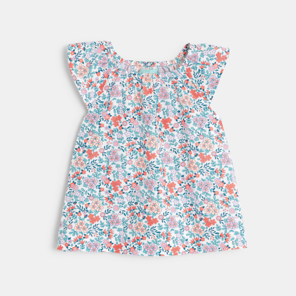 Blouse fleurie et short bleu bébé fille Blouse fleurie et short bleu bébé fille