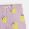 Girl's mauve fleece shorts with strawberry motif Girl's mauve fleece shorts with strawberry motif