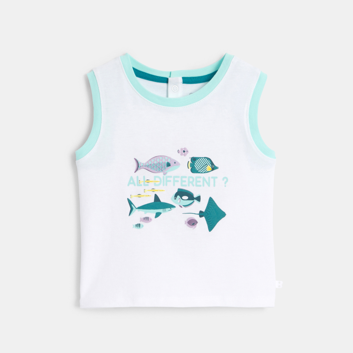Baby boy's white ocean jersey vest top Baby boy's white ocean jersey vest top