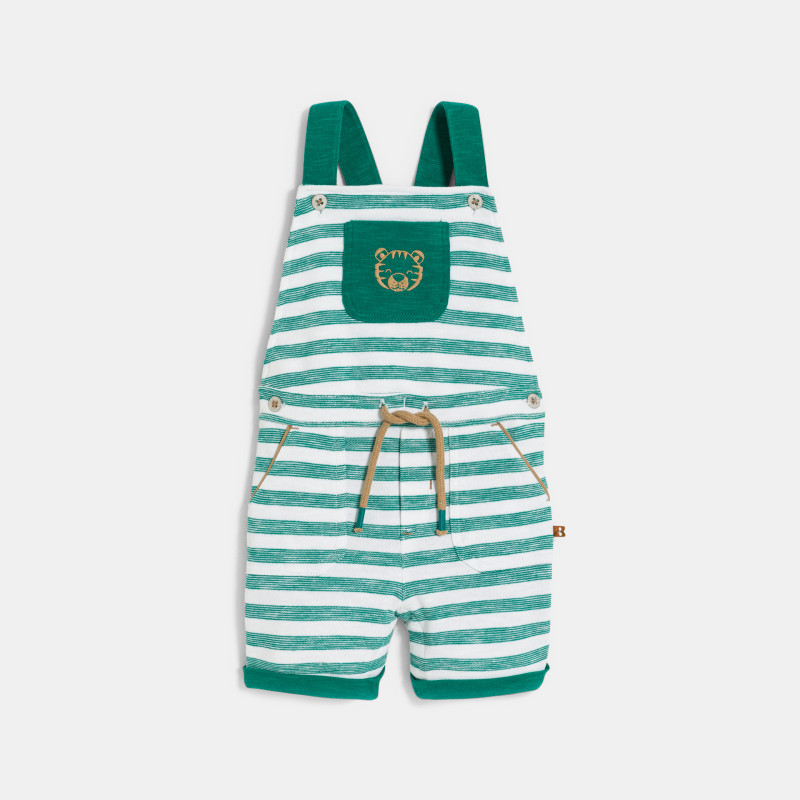 Salopette rayée en maille vert bébé garçon Salopette rayée en maille vert bébé garçon