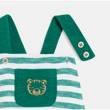 Salopette rayée en maille vert bébé garçon