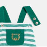 Salopette rayée en maille vert bébé garçon