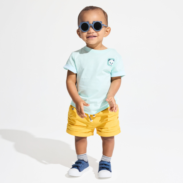 Short en lin et coton jaune bébé garçon Short en lin et coton jaune bébé garçon