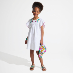 Robe baby doll brodée blanche Fille