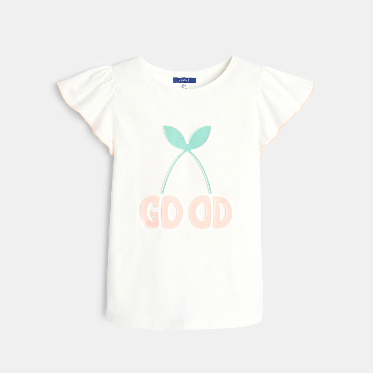 T-shirt manches courtes à message blanc Fille T-shirt manches courtes à message blanc Fille
