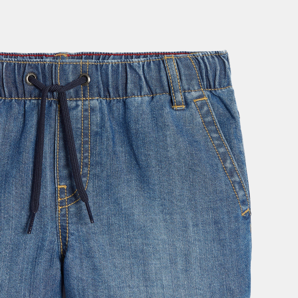 Boy's blue denim faded Bermuda shorts Boy's blue denim faded Bermuda shorts