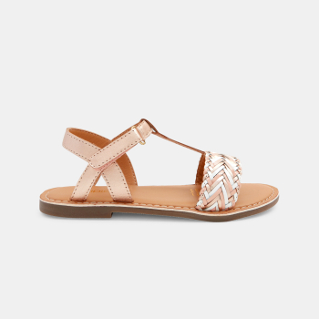 Girl's pink braided leather sandals