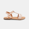 Sandales tressées cuir rose fille Sandales tressées cuir rose fille
