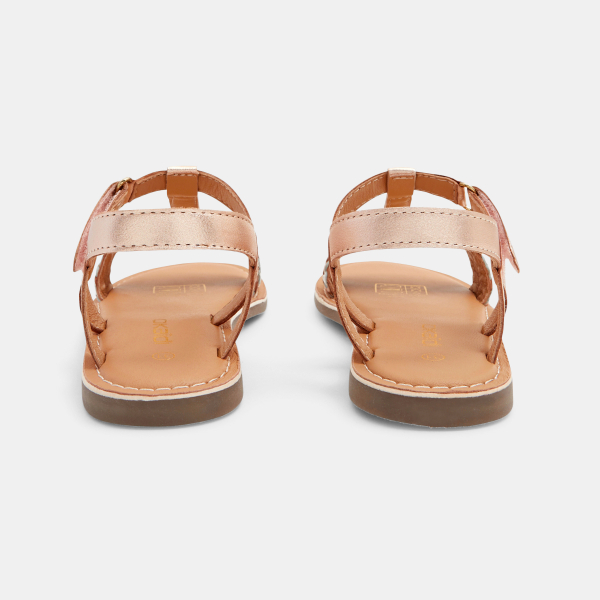 Sandales tressées cuir rose fille Sandales tressées cuir rose fille