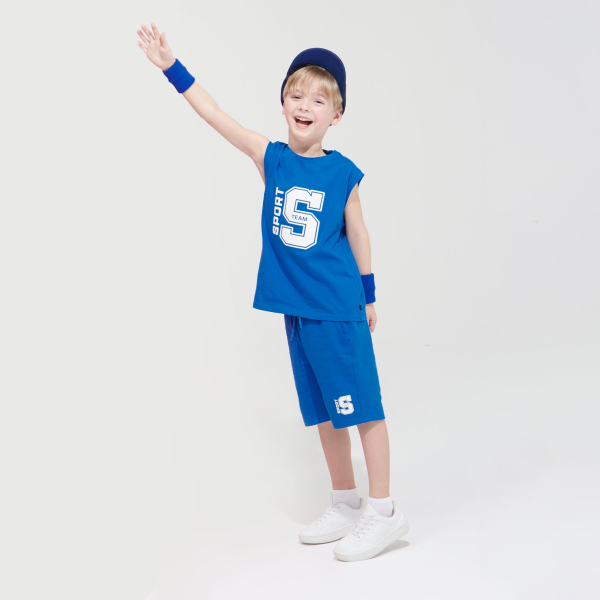 Boy's blue fleece Bermuda shorts Boy's blue fleece Bermuda shorts