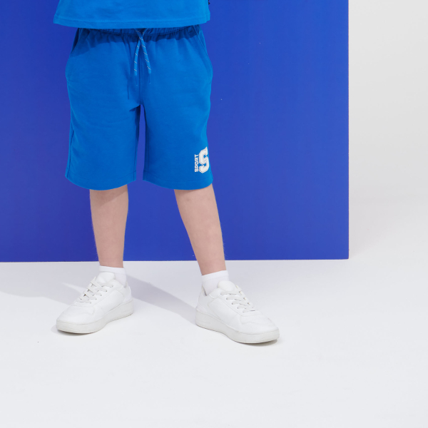 Boy's blue fleece Bermuda shorts Boy's blue fleece Bermuda shorts