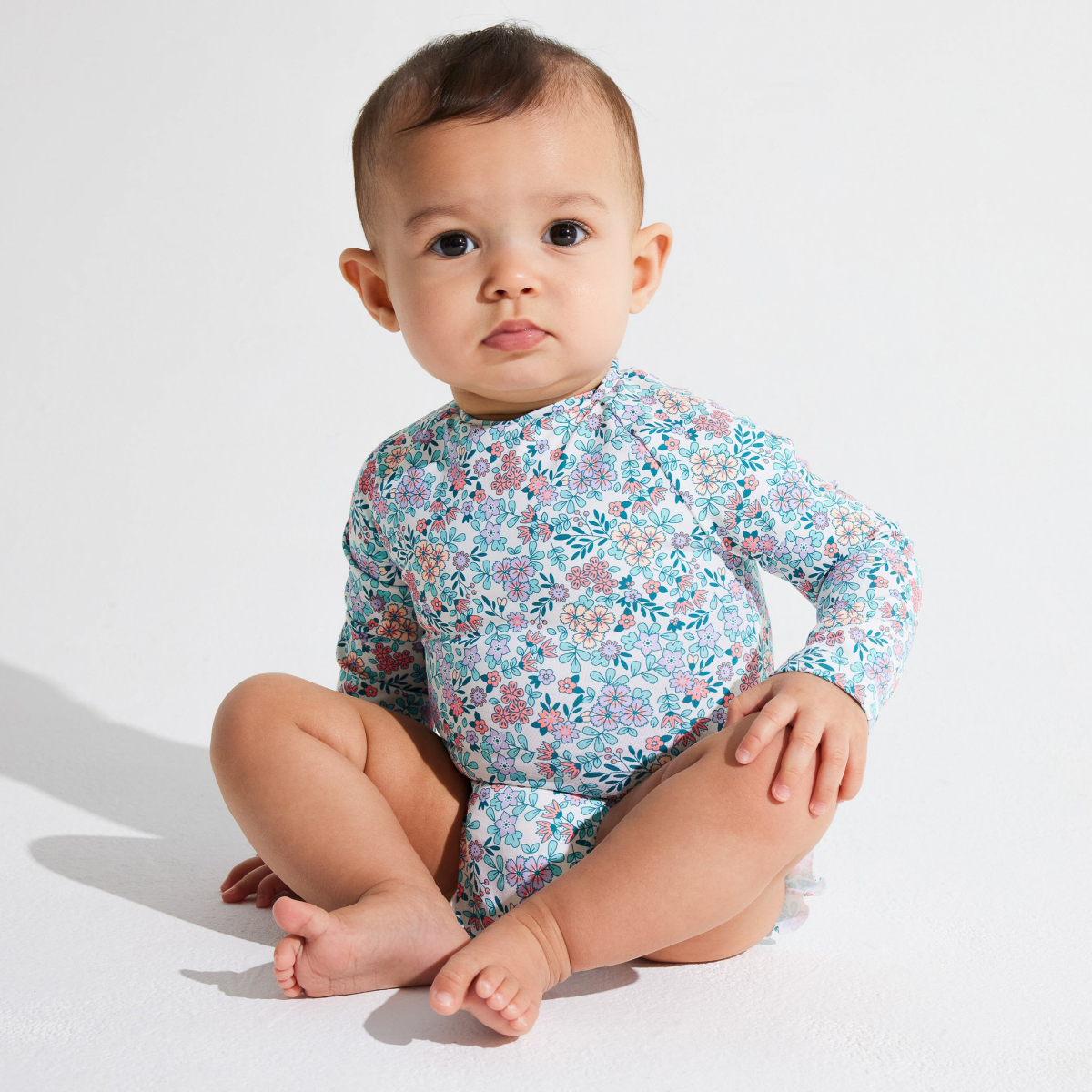 Baby girl's purple floral UV protection swimsuit Baby girl's purple floral UV protection swimsuit