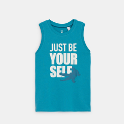 Boy's blue slogan vest top