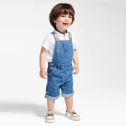Short denim overalls