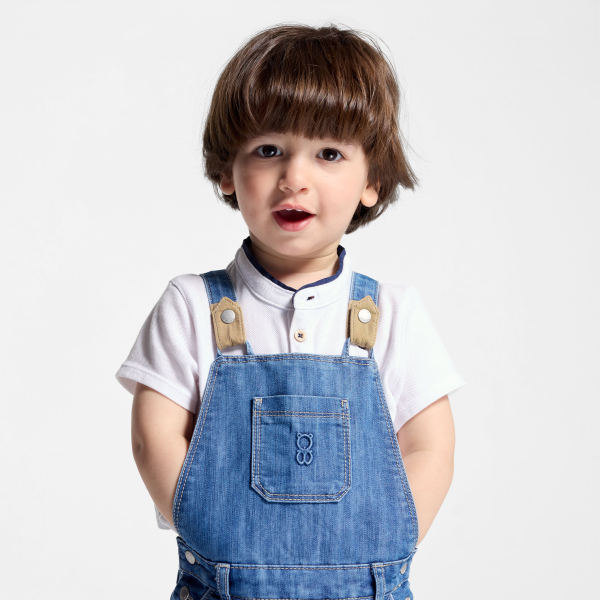 Salopette courte denim bleue bébé garçon Salopette courte denim bleue bébé garçon