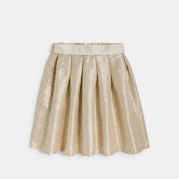 Girl's gold embroidered jacquard skater skirt