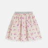 Jupe patineuse en voile brodé rose Fille