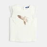 Girl's white ruffle vest top with hummingbird motif Girl's white ruffle vest top with hummingbird motif