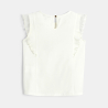 Girl's white ruffle vest top with hummingbird motif Girl's white ruffle vest top with hummingbird motif