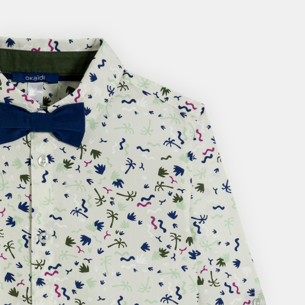 Boy's green printed shirt + bow tie Boy's green printed shirt + bow tie