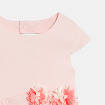 Robe avec fleurs découpées rose Fille