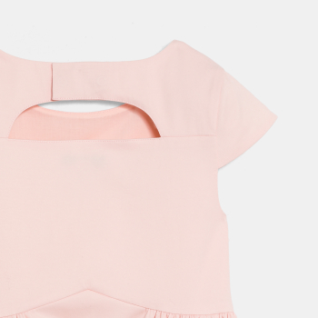 Girl's pink dress with cut-out flowers