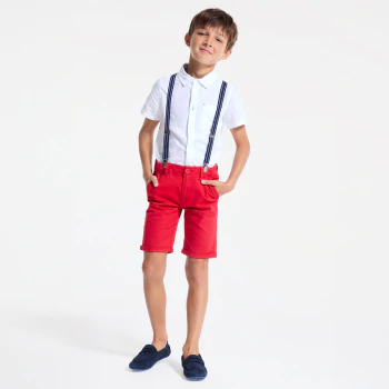 Canvas bermuda shorts + belt