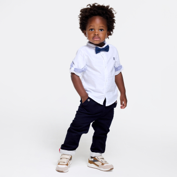 Chemise manches retroussables coton blanc bébé garçon