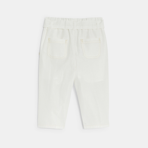 Pantalon fluide taille haute blanc bébé fille Pantalon fluide taille haute blanc bébé fille