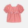 Blouse à fleurs manches courtes irisée rose bébé fille Blouse à fleurs manches courtes irisée rose bébé fille