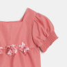 Blouse à fleurs manches courtes irisée rose bébé fille Blouse à fleurs manches courtes irisée rose bébé fille