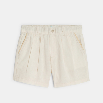 Baby boy's white linen and cotton shorts
